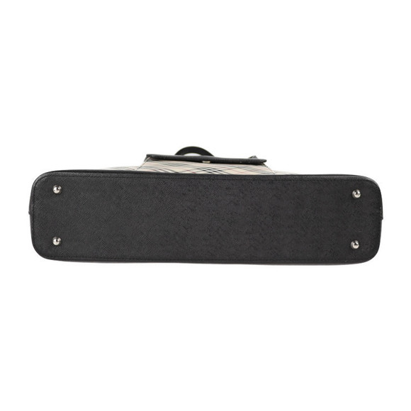 Burberry Tote Bag Canvas Leather Check Pattern Beige Black - Picture 3 of 8